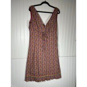 Sugar 100% cotton sleeveless V-neck embroidered knee length women’s dress L